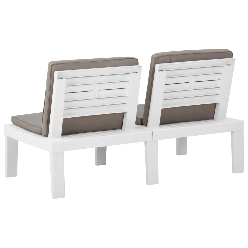 4-tlg. Garten-Lounge-Set mit Kissen Kunststoff Weiss